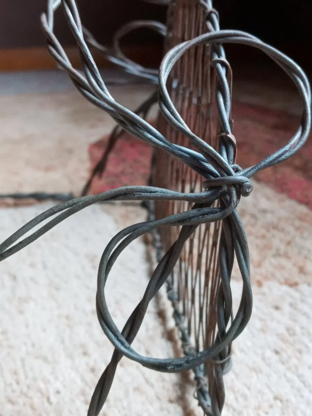 Vintage Rustic Handmade Twisted Wire WALL SHELF w/3 BOWS Shabby Chic Decor